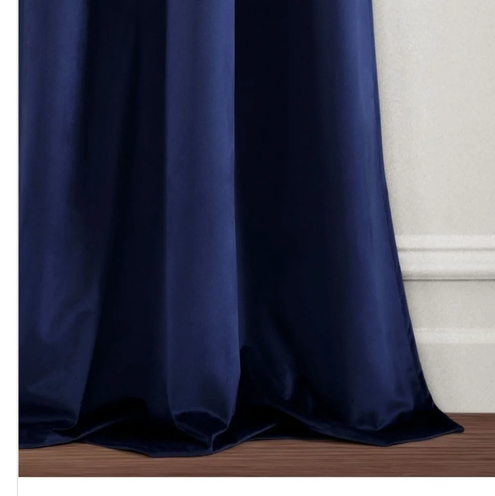 Prima Two Panel Velvet Darkening Insulated Window Curtains Navy Blue 38